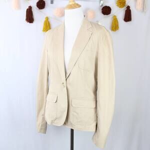 Lauren Ralph Lauren Premium Khaki Cream Blazer Jacket Single Button Small Womens